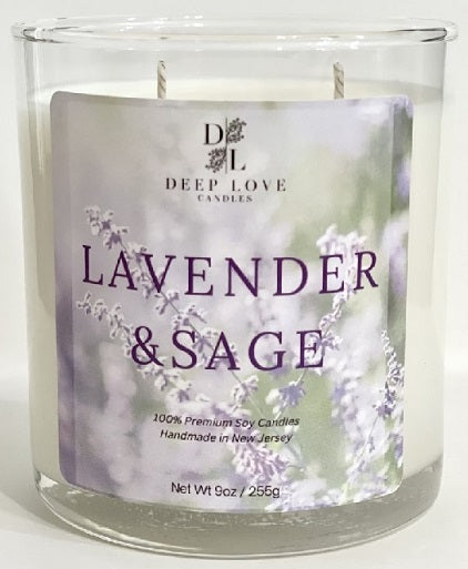 Lavender & Sage - 9oz Double Wick Soy Candle